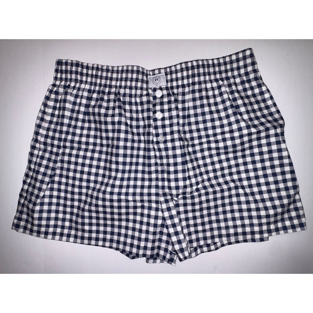 Happily Grey Gingham Boxer Shorts Pajama Lounge Sleepwear Women Large